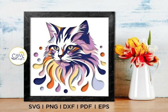 3D Cat Sunflower Shadow Box SVG: Bringing Whimsical Depth to Your Craft Projects