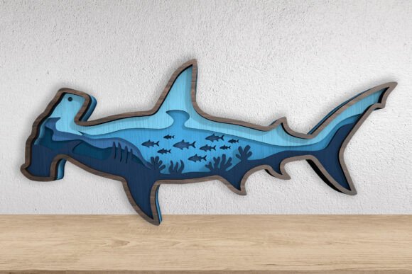 3D Layered Hammerhead Shark Laser File