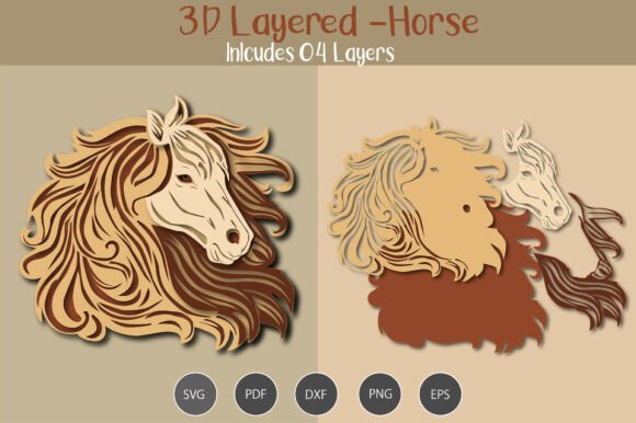3D Layered Horse SVG