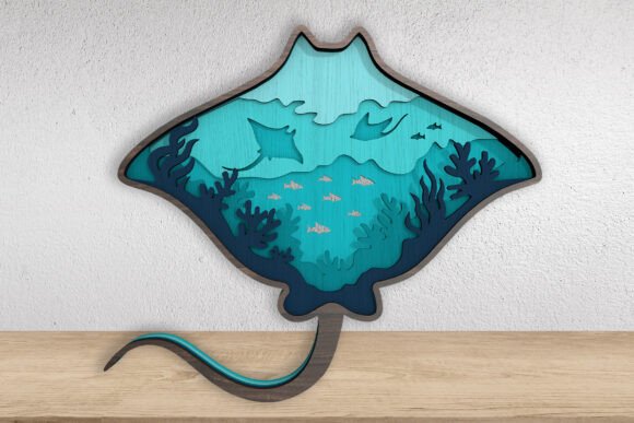 3D Layered Manta Ray Laser Cut File