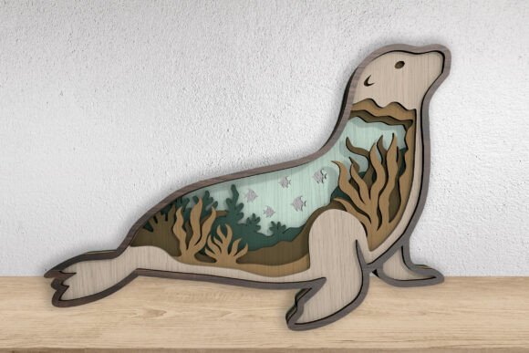 3D Layered Sea Lion Laser Cut File
