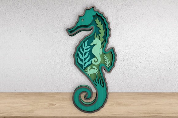 3D Layered Seahorse Laser Cut File