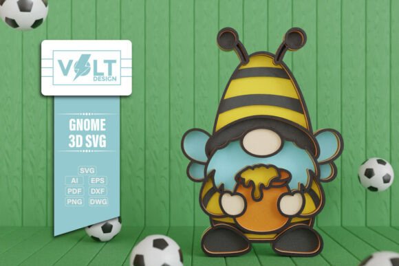 Bee Gnome 3D SVG Multilayered Cut