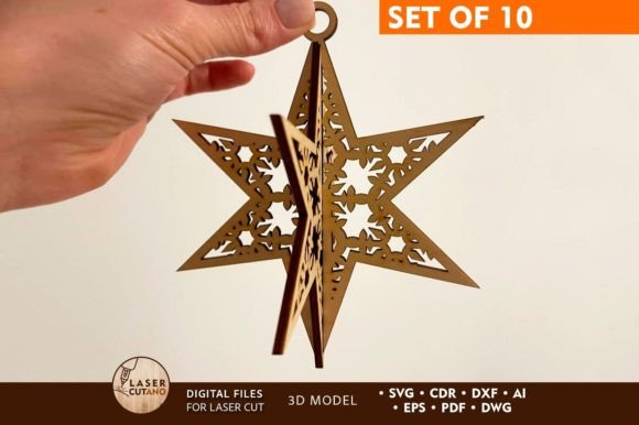Christmas Stars Set: 3D Model Home Decor