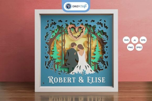 Couple Wedding 3D Shadow Box