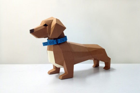 Dachshund 3D Paper Sculpture Craft
