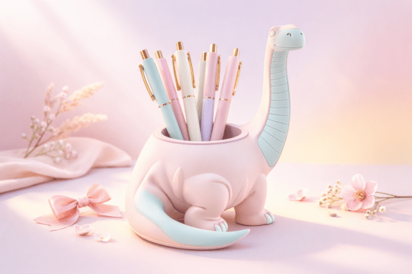 Dinosaur Pen Holder STL - Office Decor 3D Model for 3D Print