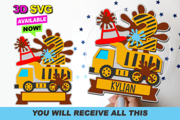 Dump Truck Cake Topper 3D SVG