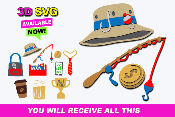 Fathers Day Elements 3D SVG