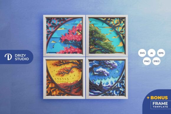 Four Seasons Tree 3D Shadow Box