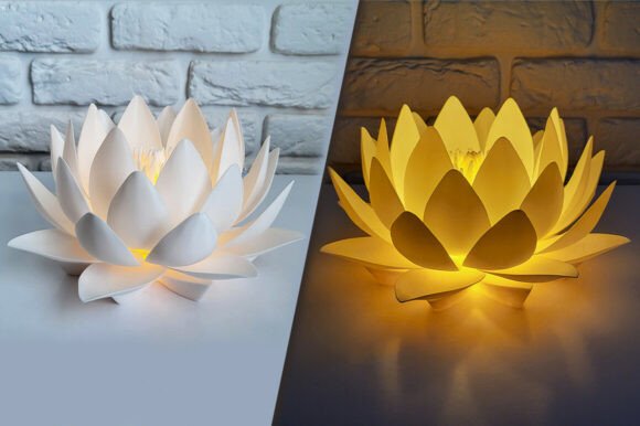 Nymphaea Siam White – LED Night Light 3D Print Model