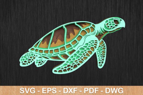Sea Turtle 3D Layered Laser Cut