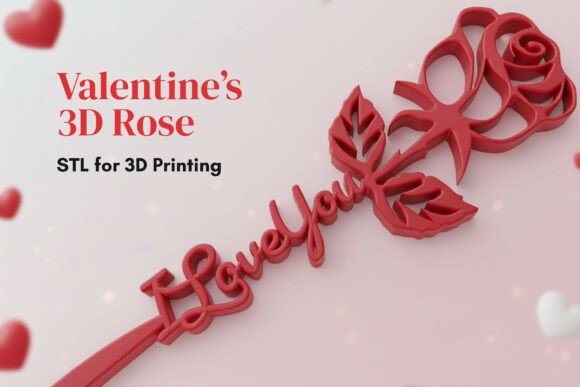 Valentine Rose I Love You 3D Model for Easy 3D Printing